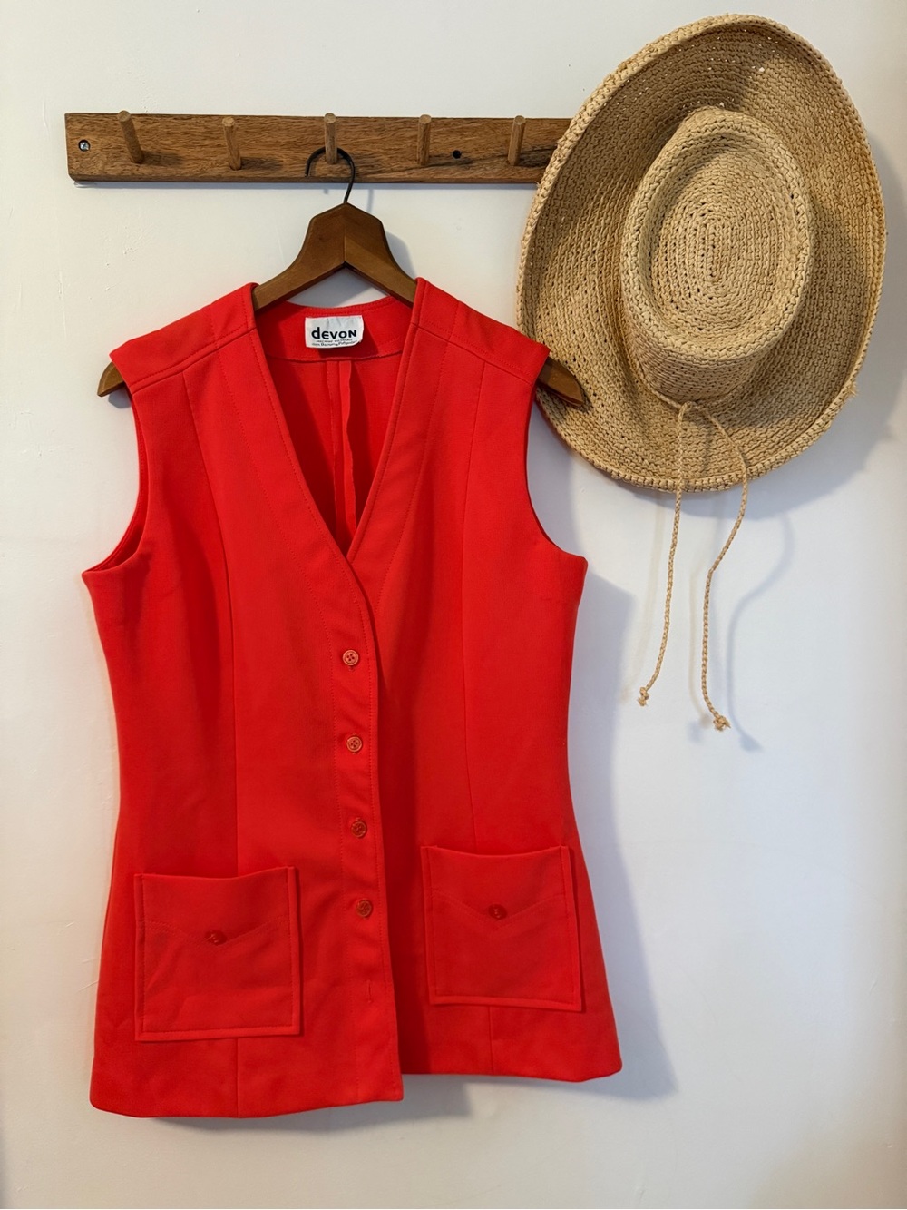 VTG Devon Red Button-Front Vest